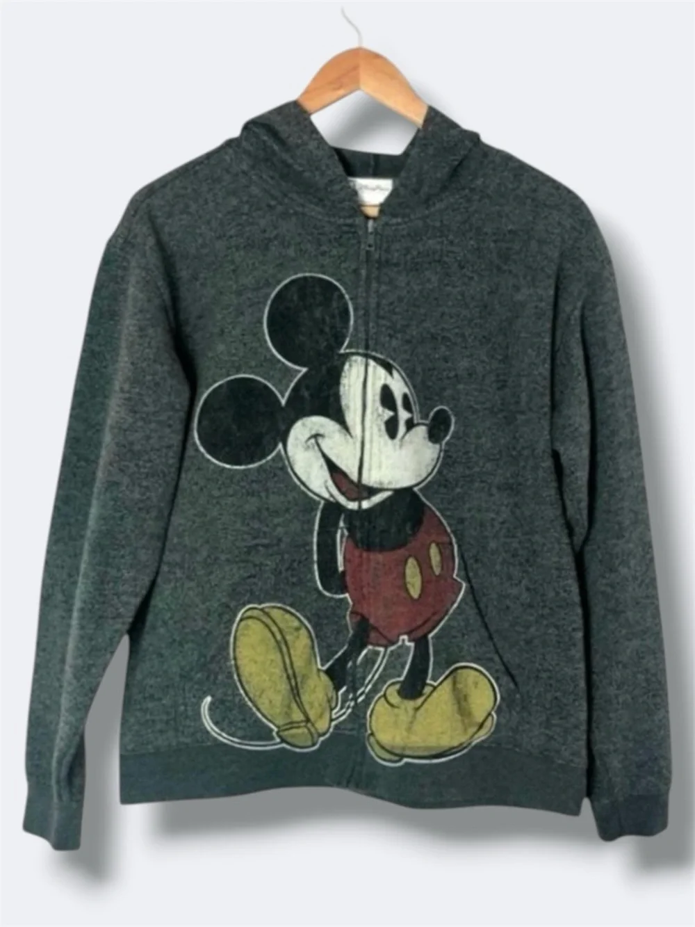 Disney Parks Hoodie Kids XL Gray Mickey Mouse Zip Up Graphic Sweatshirt Unisex